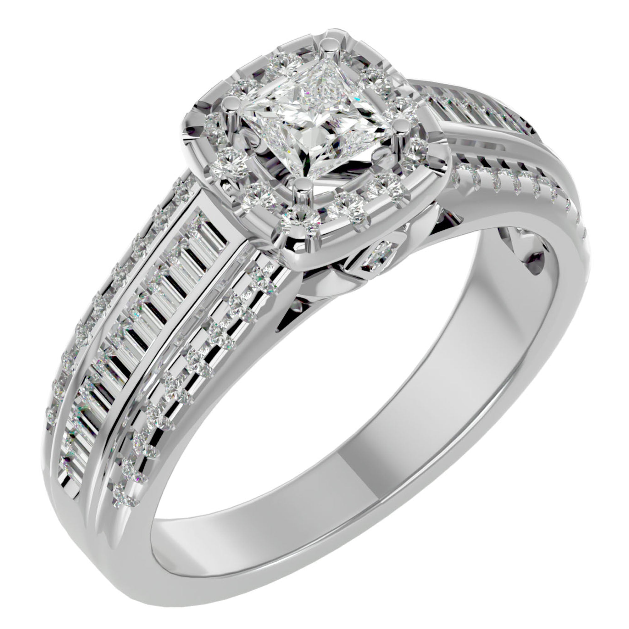 Inel de Logodnă cu Diamante Create în Laborator Halo Duo Etern Pavé de 1.19 ct din Platina - Castelo.ro