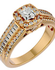 Inel de Logodnă cu Diamante Create în Laborator Halo Duo Etern Pavé de 1.19 ct din 18k Aur Galben - Castelo.ro