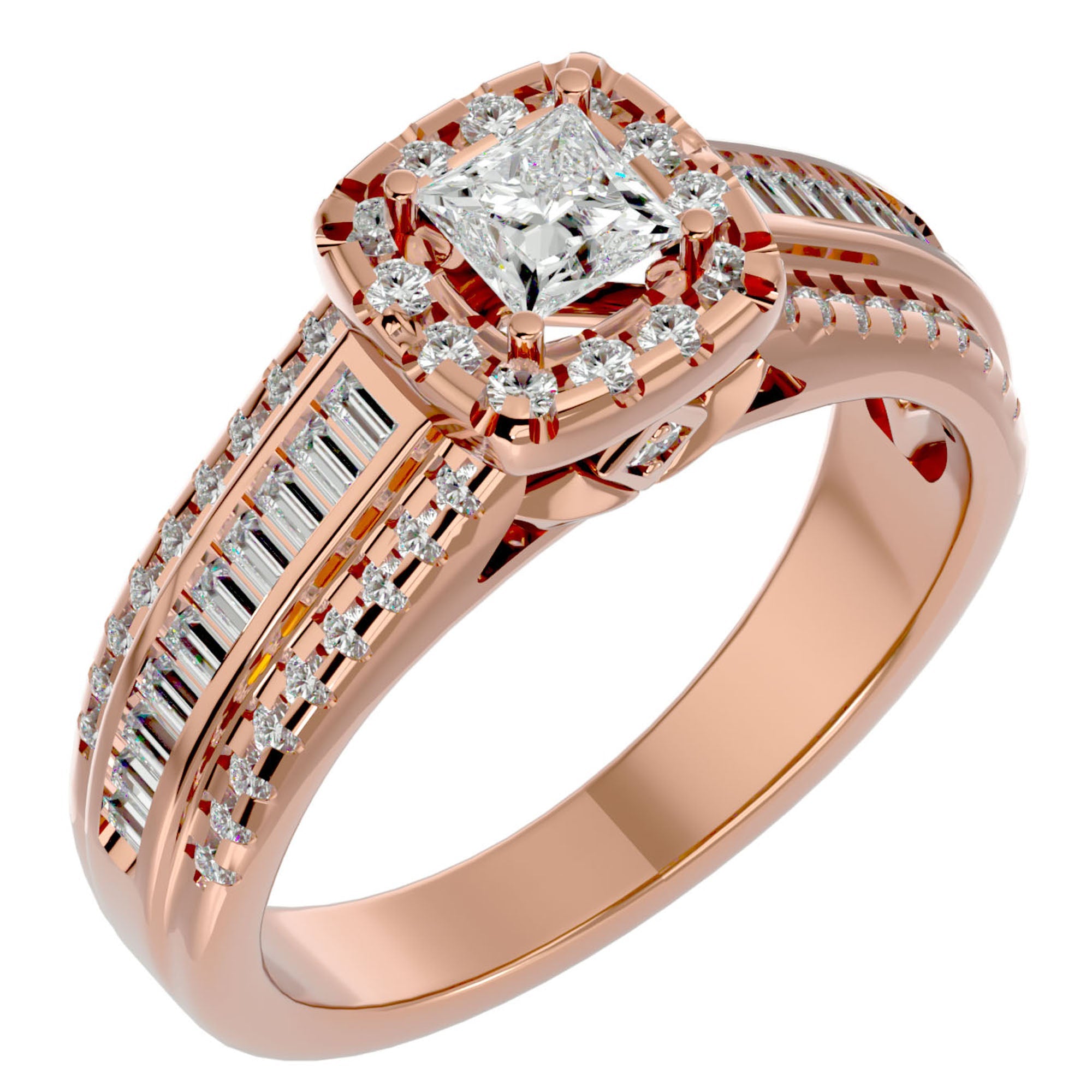 Inel de Logodnă cu Diamante Create în Laborator Halo Duo Etern Pavé de 1.19 ct din 18k Aur Roz - Castelo.ro