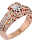 Inel de Logodnă cu Diamante Create în Laborator Halo Duo Etern Pavé de 1.19 ct din 18k Aur Roz - Castelo.ro