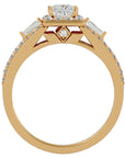 Inel de Logodnă din Aur 14k cu Diamante Create în Laborator Halo Princess Pavé de 1.00 ct din 14k Aur Galben - Castelo.ro