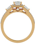 Inel de Logodnă din Aur 14k cu Diamante Create în Laborator Halo Princess Pavé de 1.00 ct din 14k Aur Galben - Castelo.ro