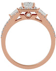 Inel de Logodnă din Aur 14k cu Diamante Create în Laborator Halo Princess Pavé de 1.00 ct din 14k Aur Roz - Castelo.ro