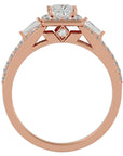 Inel de Logodnă din Aur 14k cu Diamante Create în Laborator Halo Princess Pavé de 1.00 ct din 14k Aur Roz - Castelo.ro