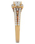 Inel de Logodnă din Aur 14k cu Diamante Create în Laborator Halo Princess Pavé de 1.00 ct din 14k Aur Galben - Castelo.ro