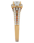Inel de Logodnă din Aur 14k cu Diamante Create în Laborator Halo Princess Pavé de 1.00 ct din 14k Aur Galben - Castelo.ro