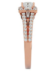 Inel de Logodnă din Aur 14k cu Diamante Create în Laborator Halo Princess Pavé de 1.00 ct din 14k Aur Roz - Castelo.ro