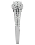 Inel de Logodnă din Aur 14k cu Diamante Create în Laborator Halo Princess Pavé de 1.00 ct din 14k Aur Alb - Castelo.ro