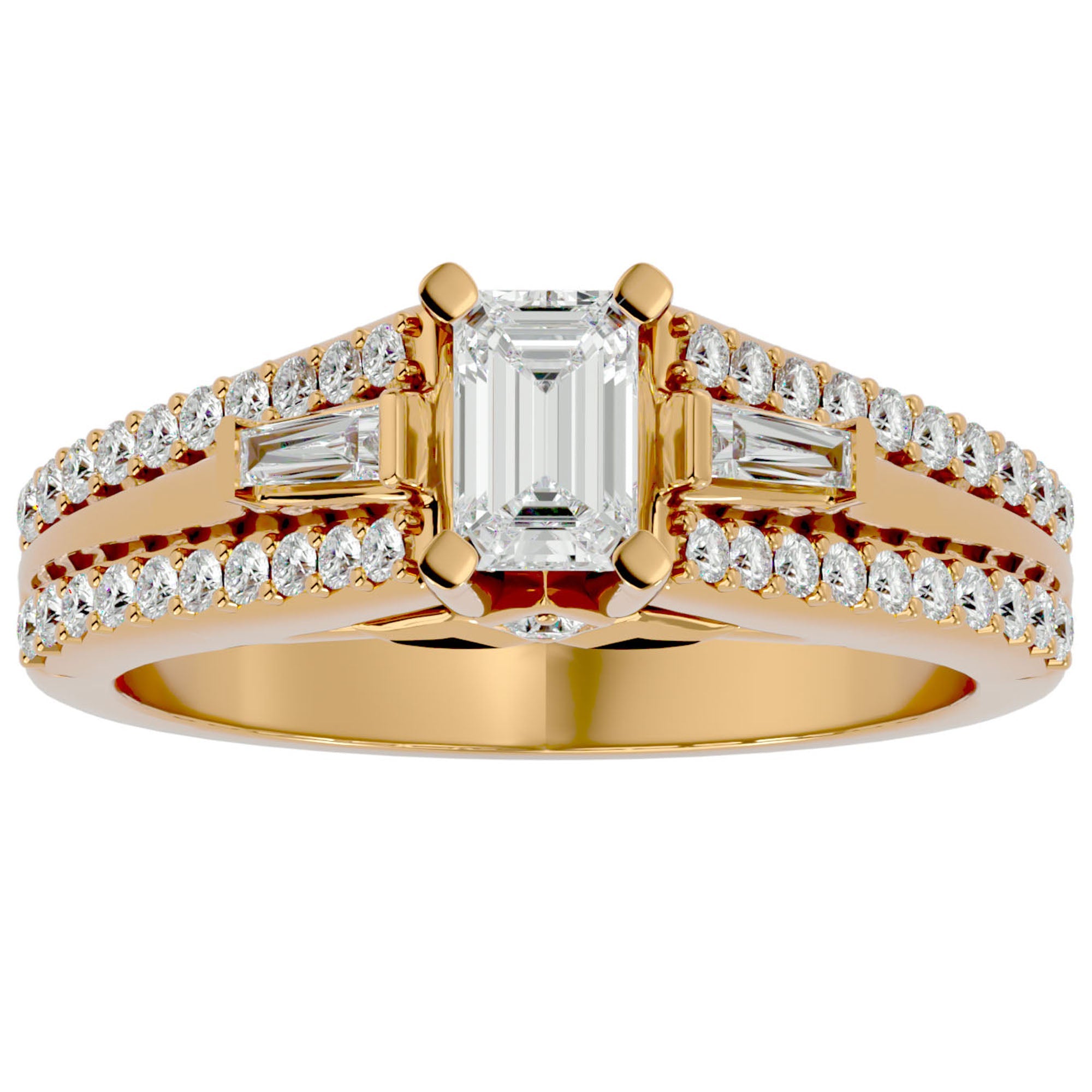 Inel De Logodnă Goutte de Rosée cu Moissanite Pavé de 1.05 ct din 18k Aur Galben - Castelo.ro
