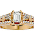 Inel De Logodnă Goutte de Rosée cu Diamante Create în Laborator Pavé de 1.05 ct din 18k Aur Galben - Castelo.ro