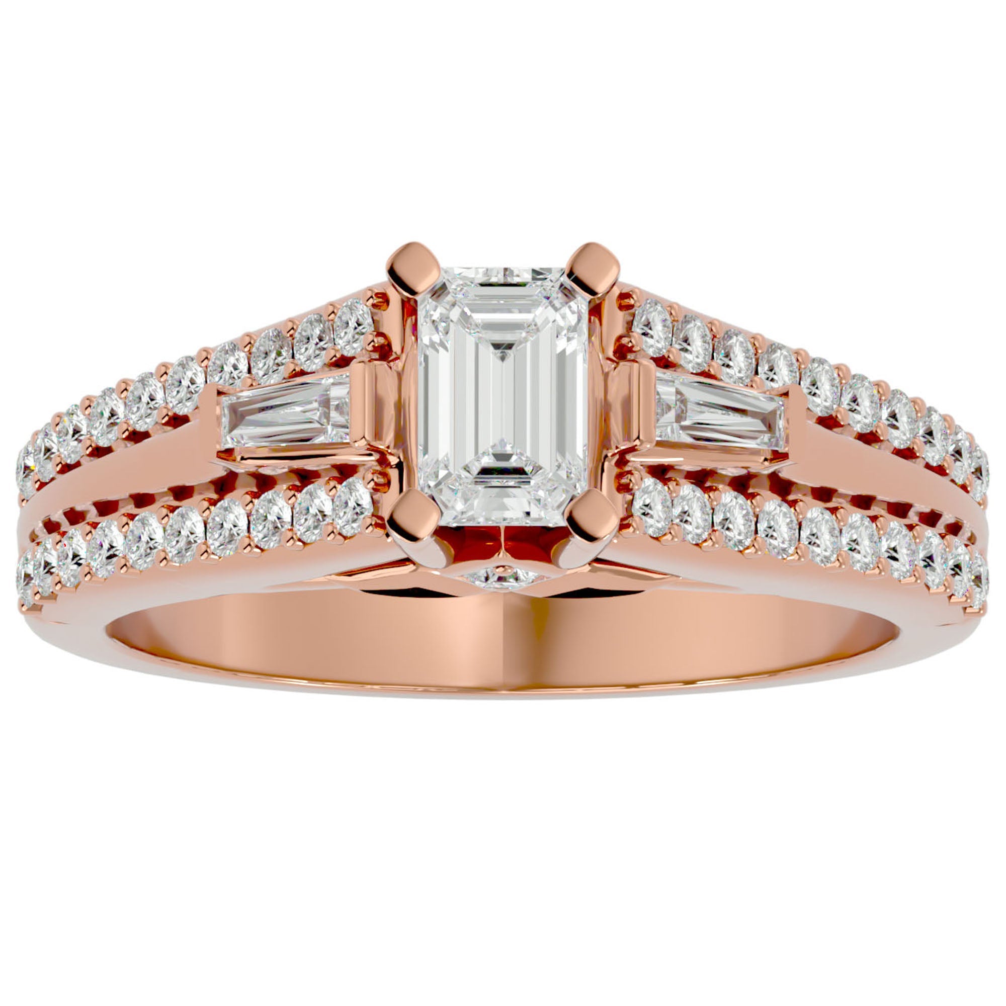 Inel De Logodnă Goutte de Rosée cu Diamante Create în Laborator Pavé de 1.05 ct din 18k Aur Roz - Castelo.ro