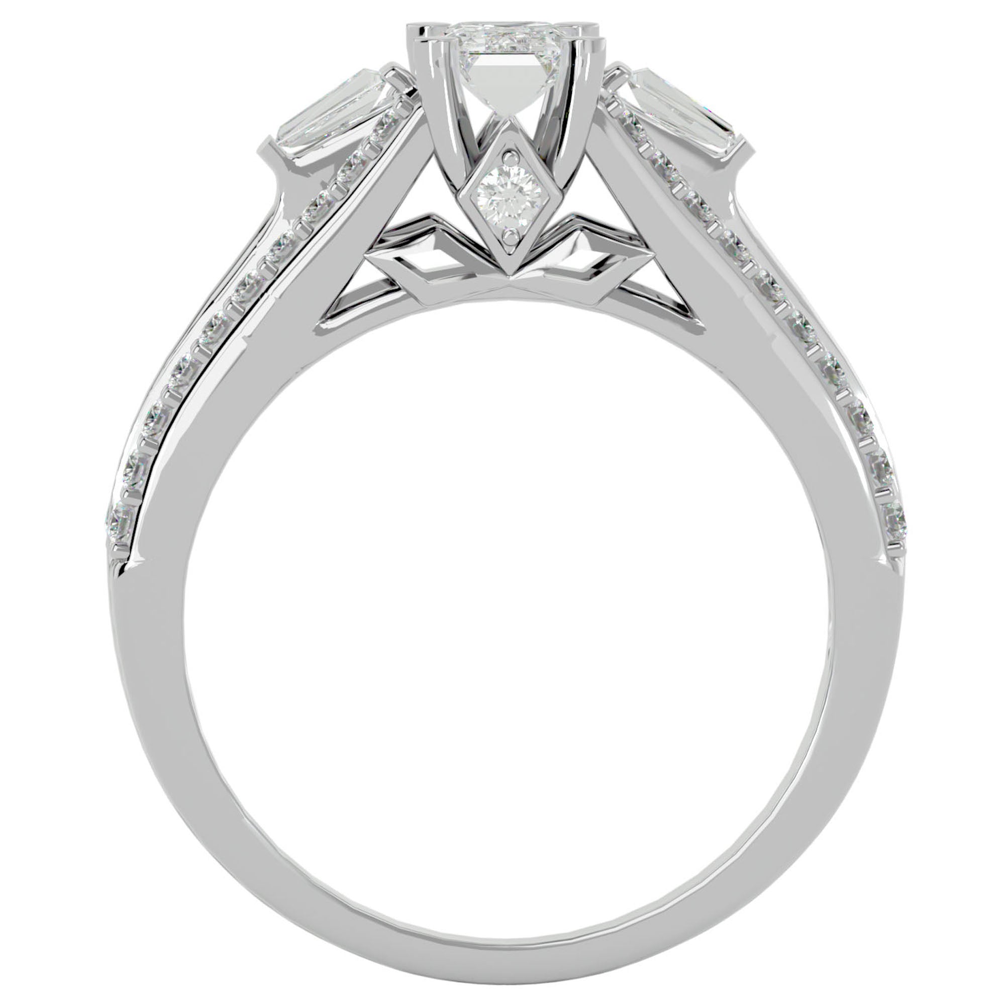 Inel De Logodnă Goutte de Rosée cu Moissanite Pavé de 1.05 ct din Platina - Castelo.ro