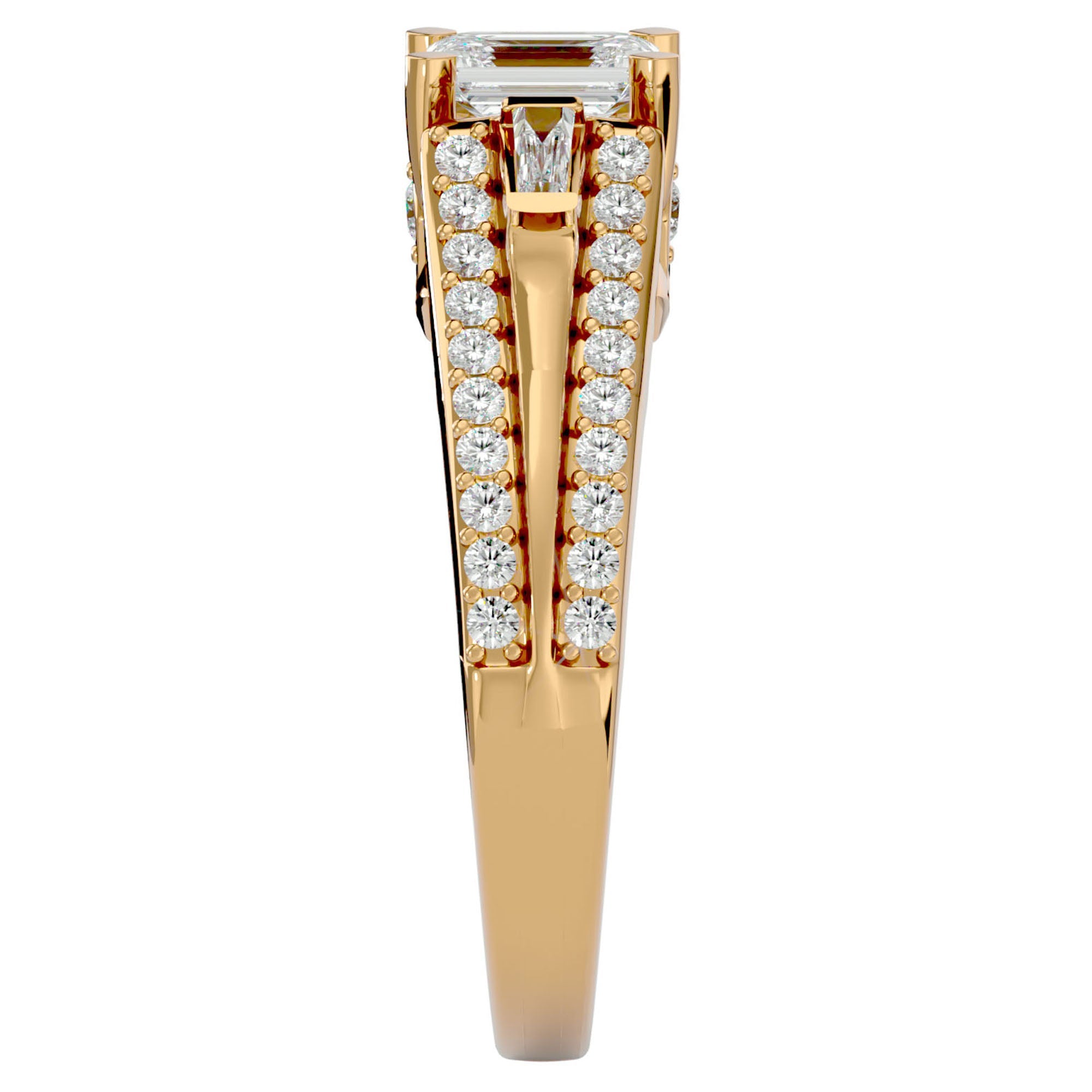 Inel De Logodnă Goutte de Rosée cu Diamante Create în Laborator Pavé de 1.05 ct din 18k Aur Galben - Castelo.ro