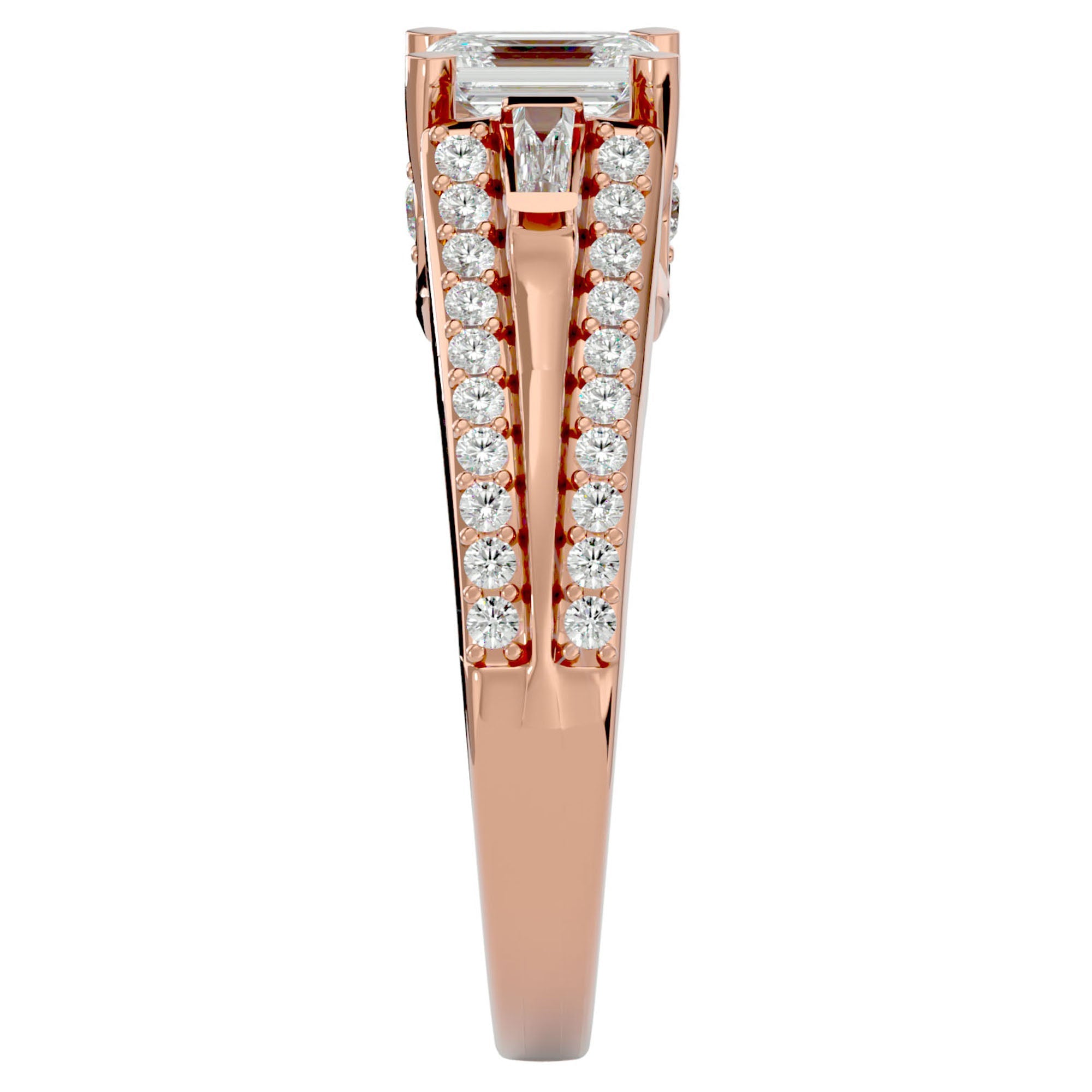 Inel De Logodnă Goutte de Rosée cu Diamante Create în Laborator Pavé de 1.05 ct din 18k Aur Roz - Castelo.ro