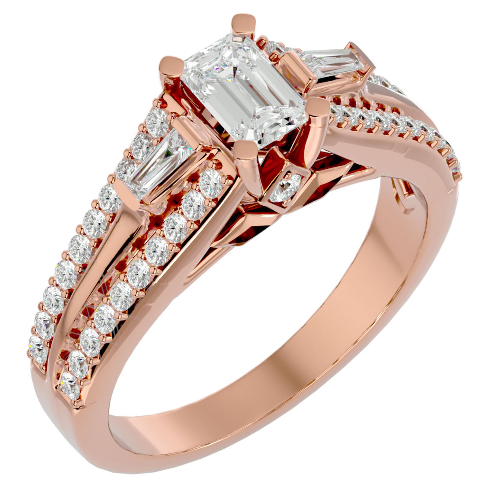 Inel De Logodnă Goutte de Rosée cu Moissanite Pavé de 1.05 ct din 18k Aur Roz - Castelo.ro
