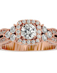 Inel de Logodnă din Aur 14k cu Diamante Create în Laborator Halo Împletit Etern Pavé de 1.32 ct din 14k Aur Roz - Castelo.ro