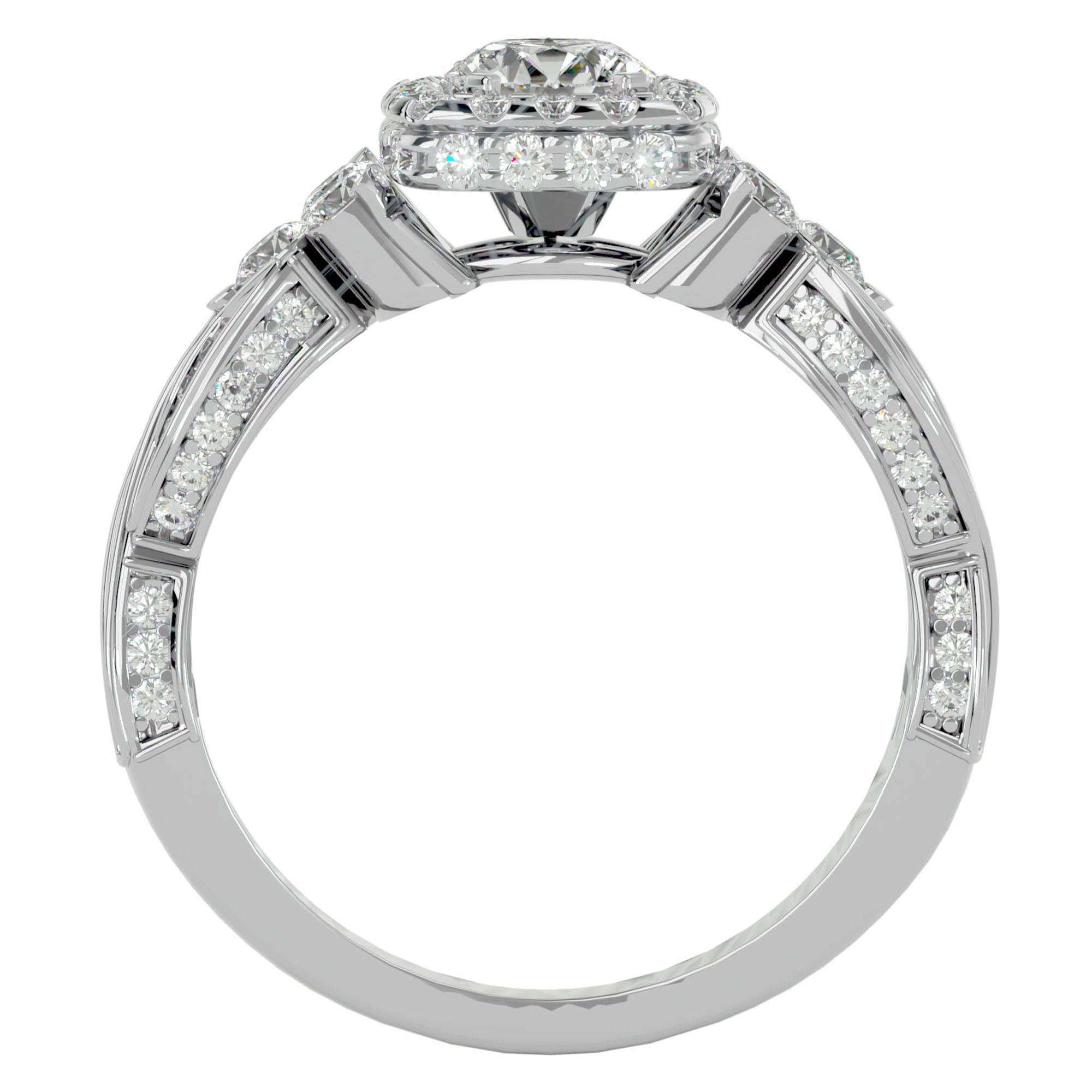 Inel de Logodnă din Aur 14k cu Diamante Create în Laborator Halo Împletit Etern Pavé de 1.32 ct din 14k Aur Alb - Castelo.ro
