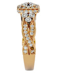 Inel de Logodnă din Aur 14k cu Moissanite Halo Împletit Etern Pavé de 1.32 ct din 14k Aur Galben - Castelo.ro
