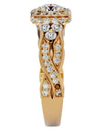 Inel de Logodnă din Aur 14k cu Diamante Create în Laborator Halo Împletit Etern Pavé de 1.32 ct din 14k Aur Galben - Castelo.ro