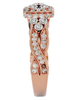 Inel de Logodnă din Aur 14k cu Diamante Create în Laborator Halo Împletit Etern Pavé de 1.32 ct din 14k Aur Roz - Castelo.ro