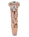 Inel de Logodnă din Aur 14k cu Diamante Create în Laborator Halo Împletit Etern Pavé de 1.32 ct din 14k Aur Roz - Castelo.ro
