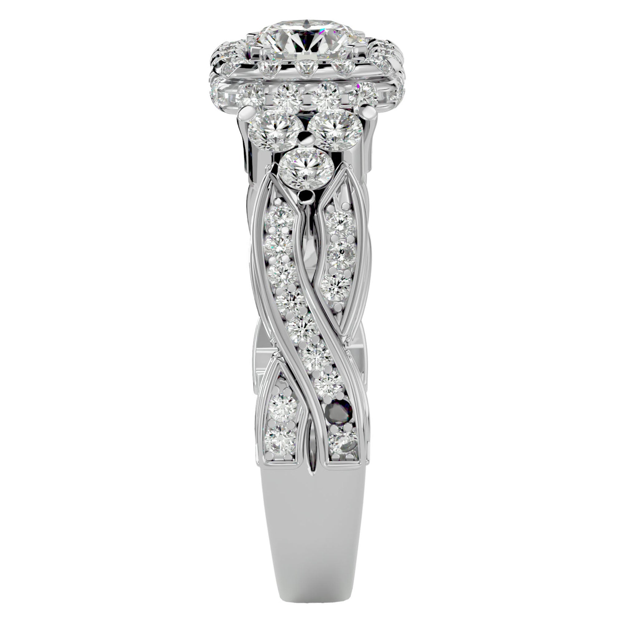 Inel de Logodnă cu Moissanite Halo Împletit Etern Pavé de 1.32 ct din Platina - Castelo.ro