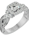 Inel de Logodnă cu Moissanite Halo Împletit Etern Pavé de 1.32 ct din Platina - Castelo.ro