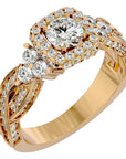 Inel de Logodnă din Aur 14k cu Diamante Create în Laborator Halo Împletit Etern Pavé de 1.32 ct din 14k Aur Galben - Castelo.ro