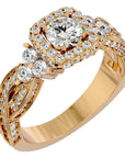 Inel de Logodnă din Aur 14k cu Diamante Create în Laborator Halo Împletit Etern Pavé de 1.32 ct din 14k Aur Galben - Castelo.ro