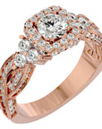 Inel de Logodnă din Aur 14k cu Diamante Create în Laborator Halo Împletit Etern Pavé de 1.32 ct din 14k Aur Roz - Castelo.ro