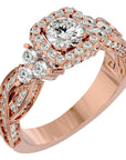 Inel de Logodnă din Aur 14k cu Diamante Naturale Halo Împletit Etern Pavé de 1.32 ct din 14k Aur Roz - Castelo.ro