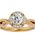 Inel de Logodnă din Aur 14k cu Moissanite Halo Împletit Etern de 0.96 ct din 14k Aur Galben - Castelo.ro