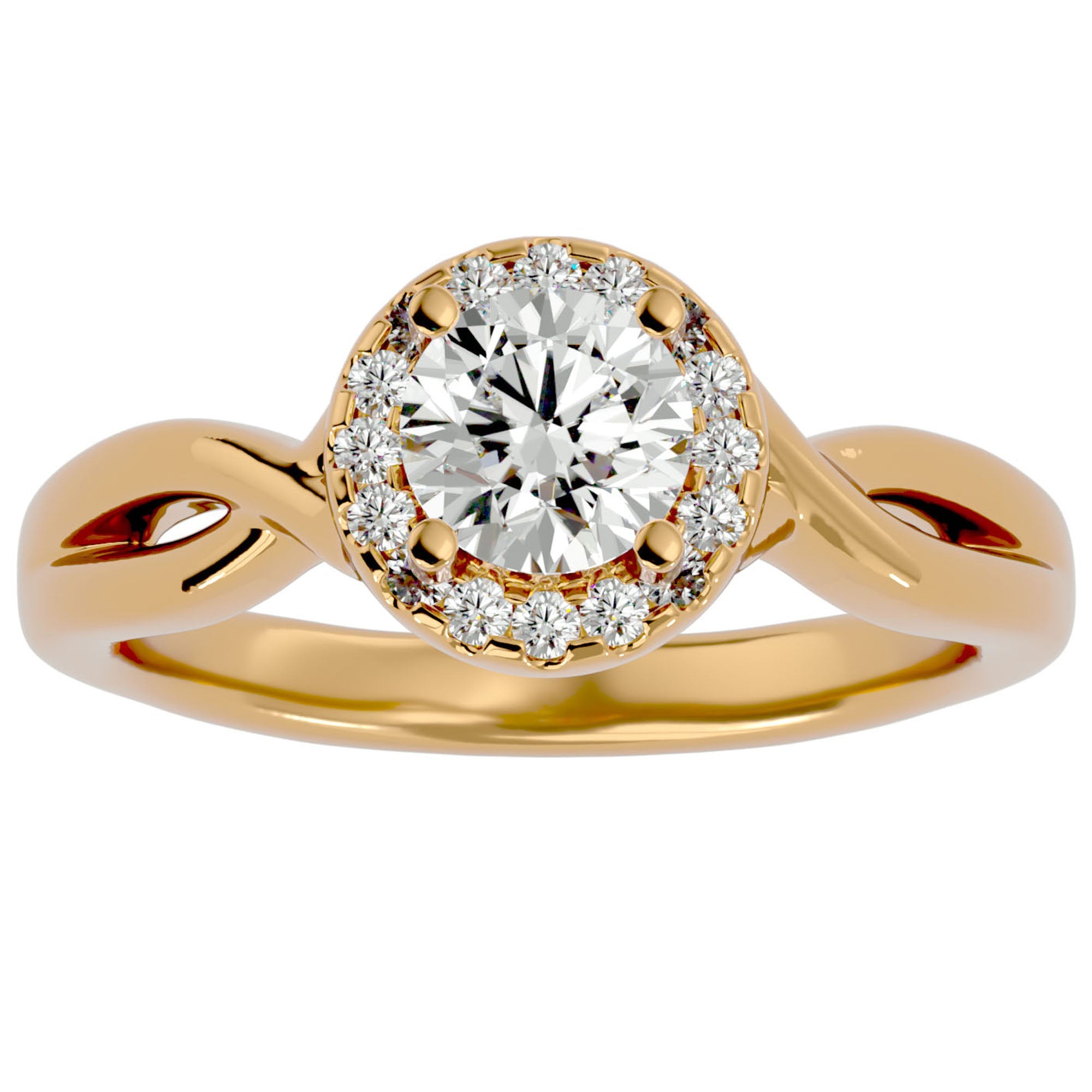 Inel De Logodnă Vent d'Automne cu Diamante Naturale de 0.96 ct din 18k Aur Galben - Castelo.ro
