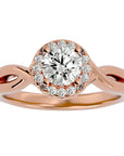 Inel de Logodnă din Aur 14k cu Diamante Create în Laborator Halo Împletit Etern de 0.96 ct din 14k Aur Roz - Castelo.ro