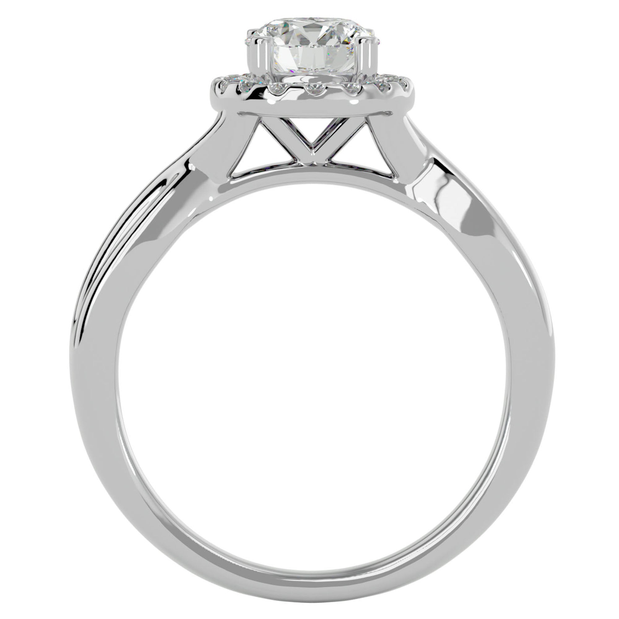 Inel de Logodnă din Aur 14k cu Diamante Create în Laborator Halo Împletit Etern de 0.96 ct din 14k Aur Alb - Castelo.ro