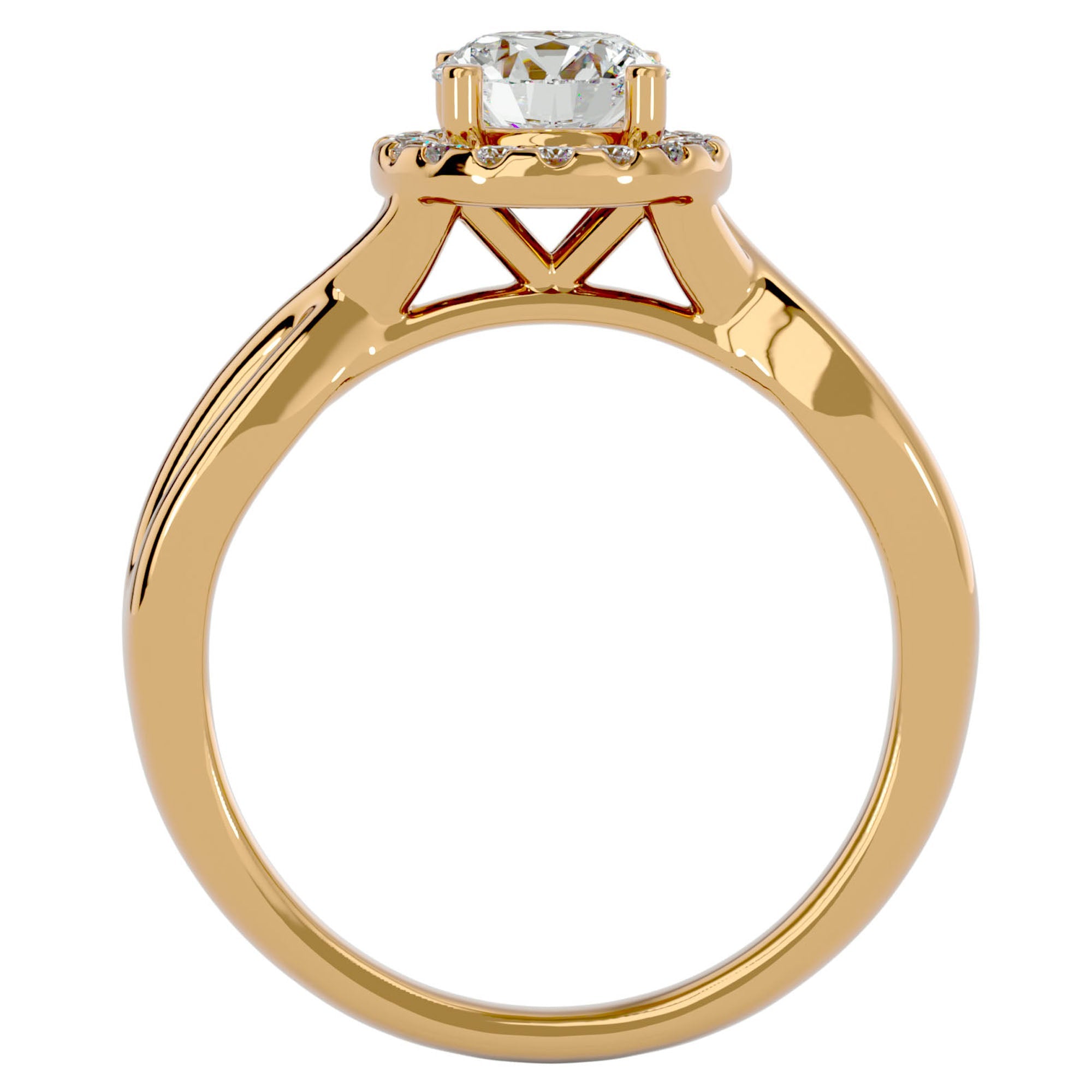 Inel de Logodnă din Aur 14k cu Diamante Naturale Halo Împletit Etern de 0.96 ct din 14k Aur Galben - Castelo.ro