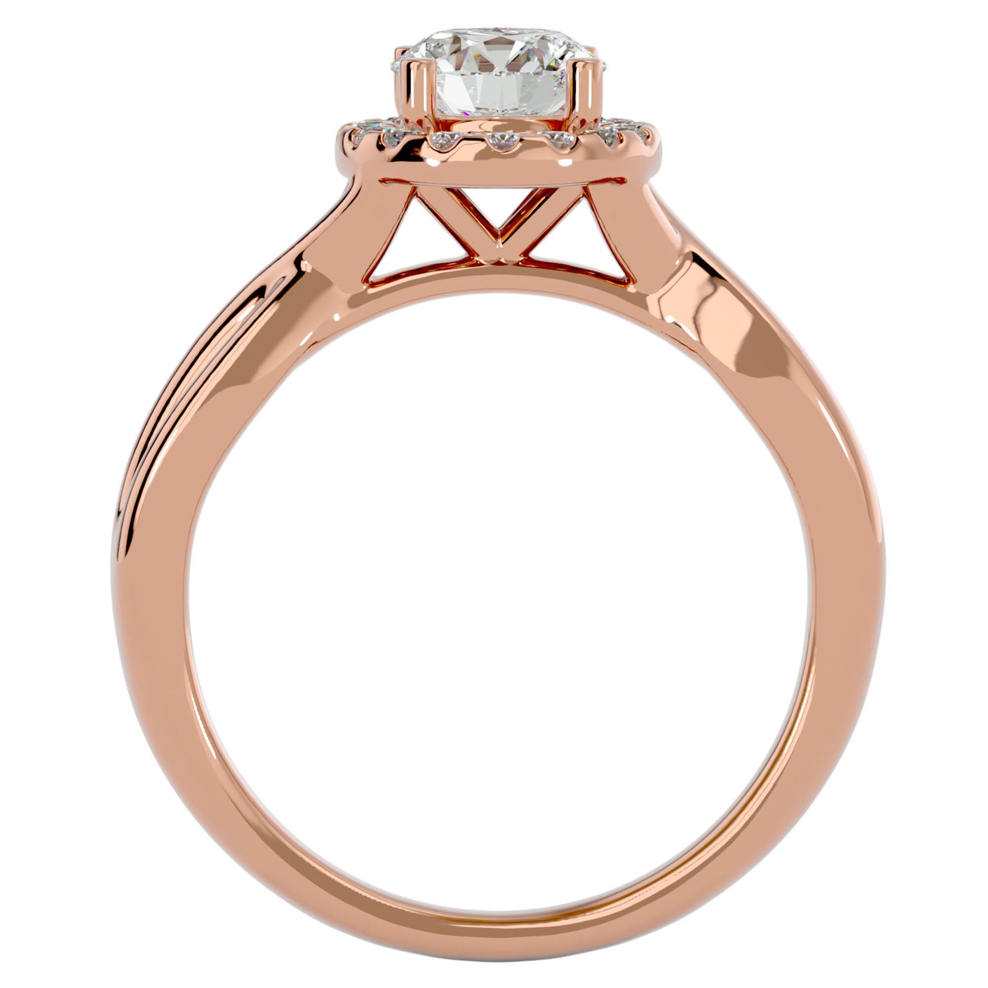 Inel de Logodnă din Aur 14k cu Diamante Naturale Halo Împletit Etern de 0.96 ct din 14k Aur Roz - Castelo.ro