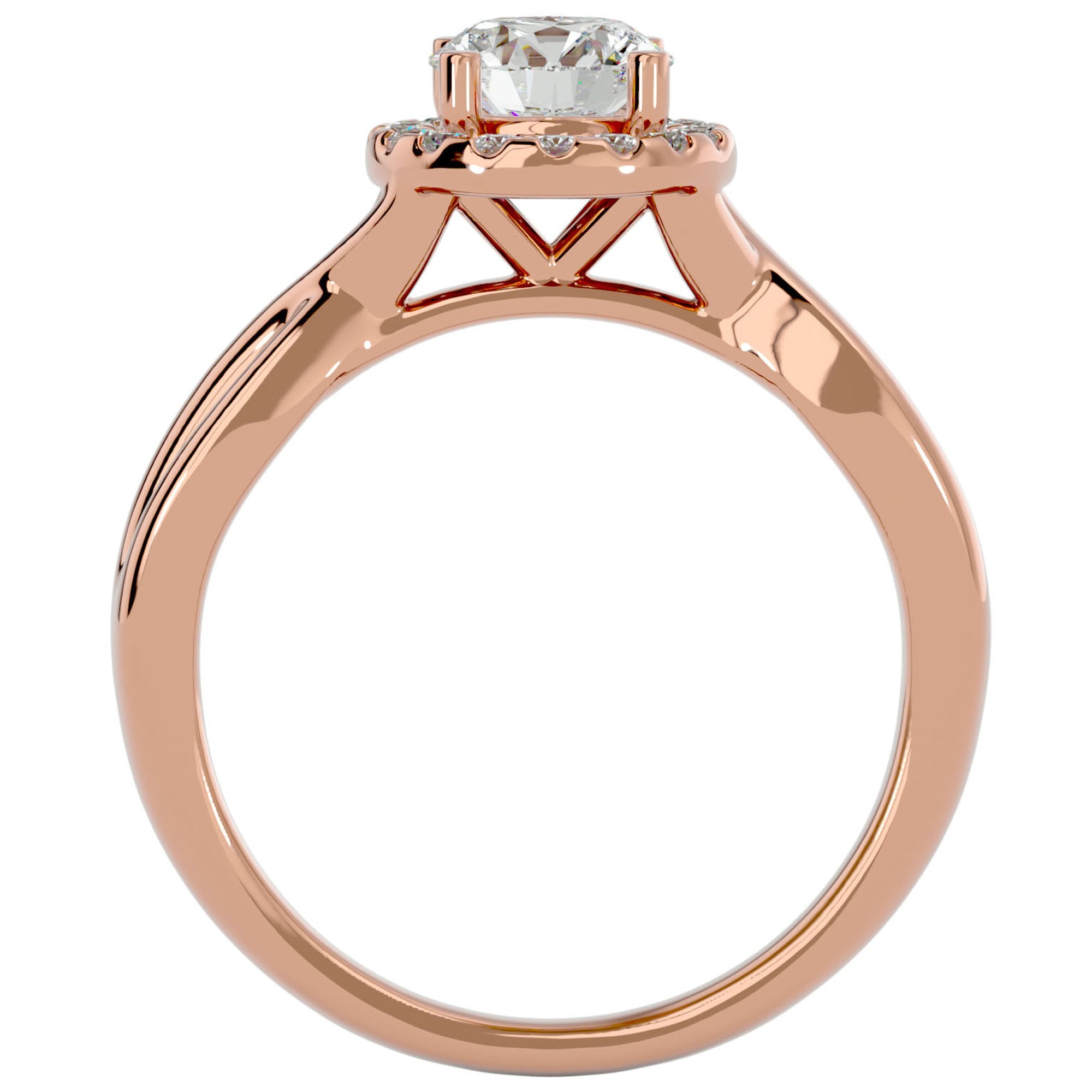 Inel De Logodnă Vent d'Automne cu Diamante Naturale de 0.96 ct din 18k Aur Roz - Castelo.ro