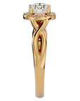Inel de Logodnă din Aur 14k cu Moissanite Halo Împletit Etern de 0.96 ct din 14k Aur Galben - Castelo.ro