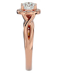Inel de Logodnă cu Diamante Create în Laborator Halo Împletit Etern de 0.96 ct din 18k Aur Roz - Castelo.ro