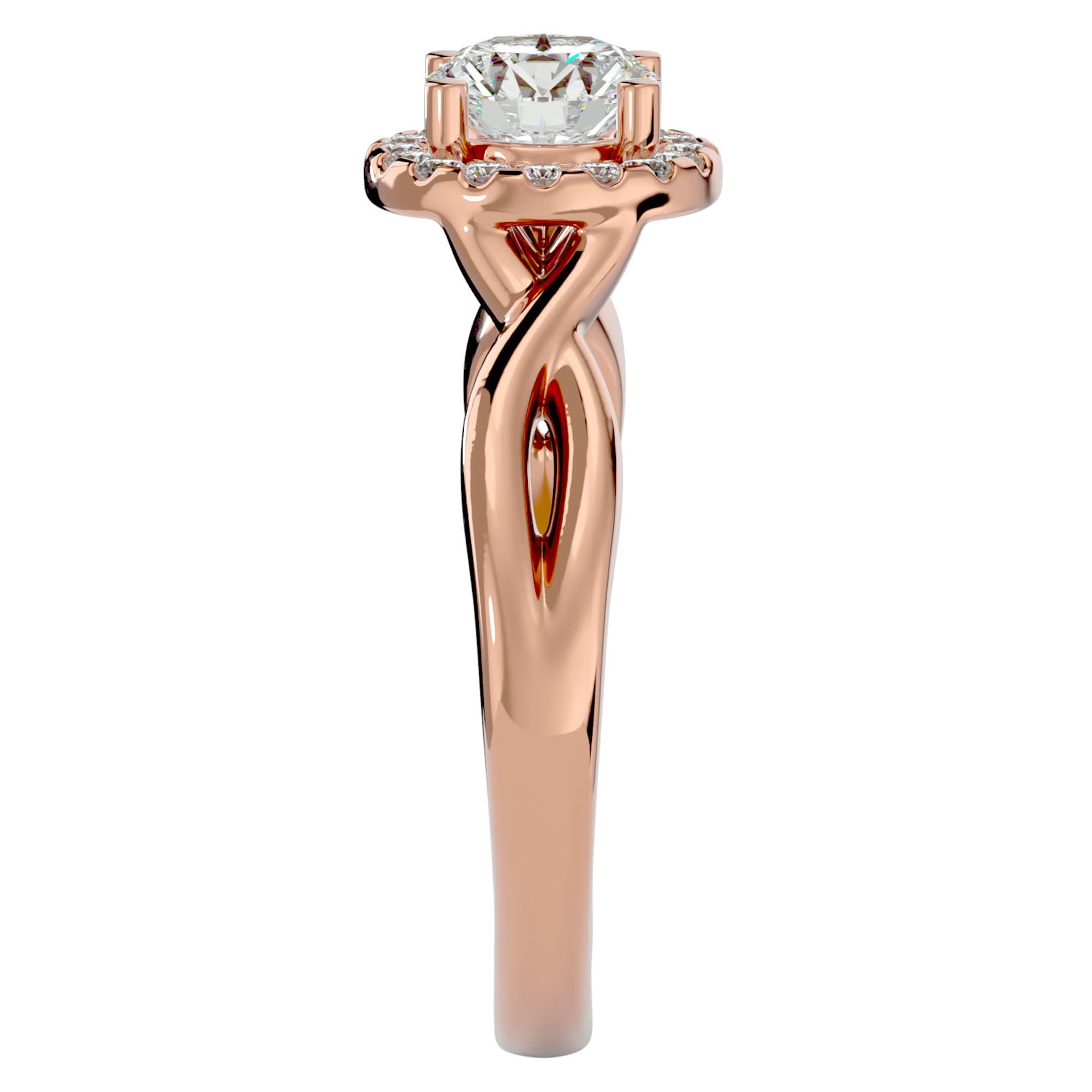 Inel de Logodnă din Aur 14k cu Diamante Naturale Halo Împletit Etern de 0.96 ct din 14k Aur Roz - Castelo.ro