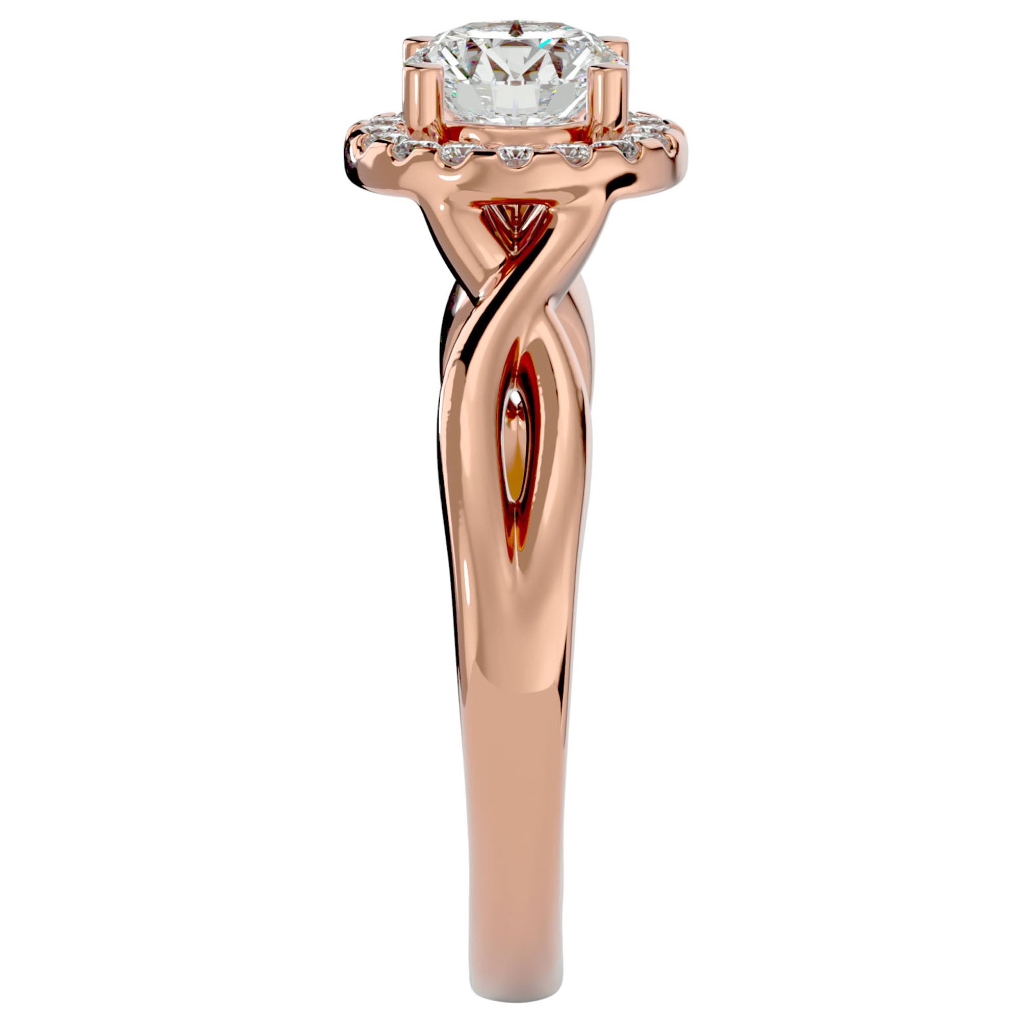 Inel De Logodnă Vent d'Automne cu Diamante Create în Laborator de 0.96 ct din 18k Aur Roz - Castelo.ro