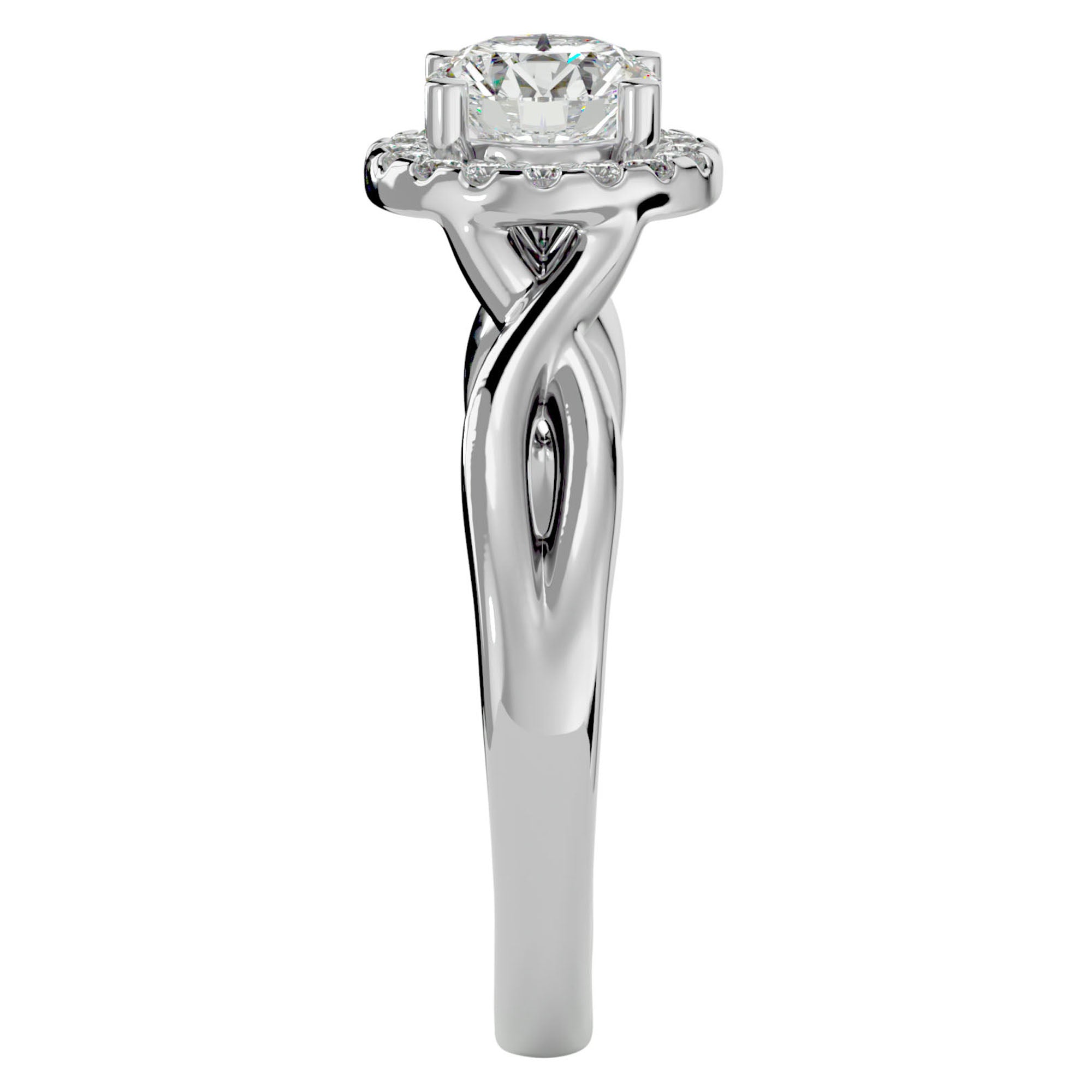Inel de Logodnă din Aur 14k cu Diamante Naturale Halo Împletit Etern de 0.96 ct din 14k Aur Alb - Castelo.ro