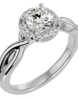Inel de Logodnă din Aur 14k cu Diamante Naturale Halo Împletit Etern de 0.96 ct din 14k Aur Alb - Castelo.ro