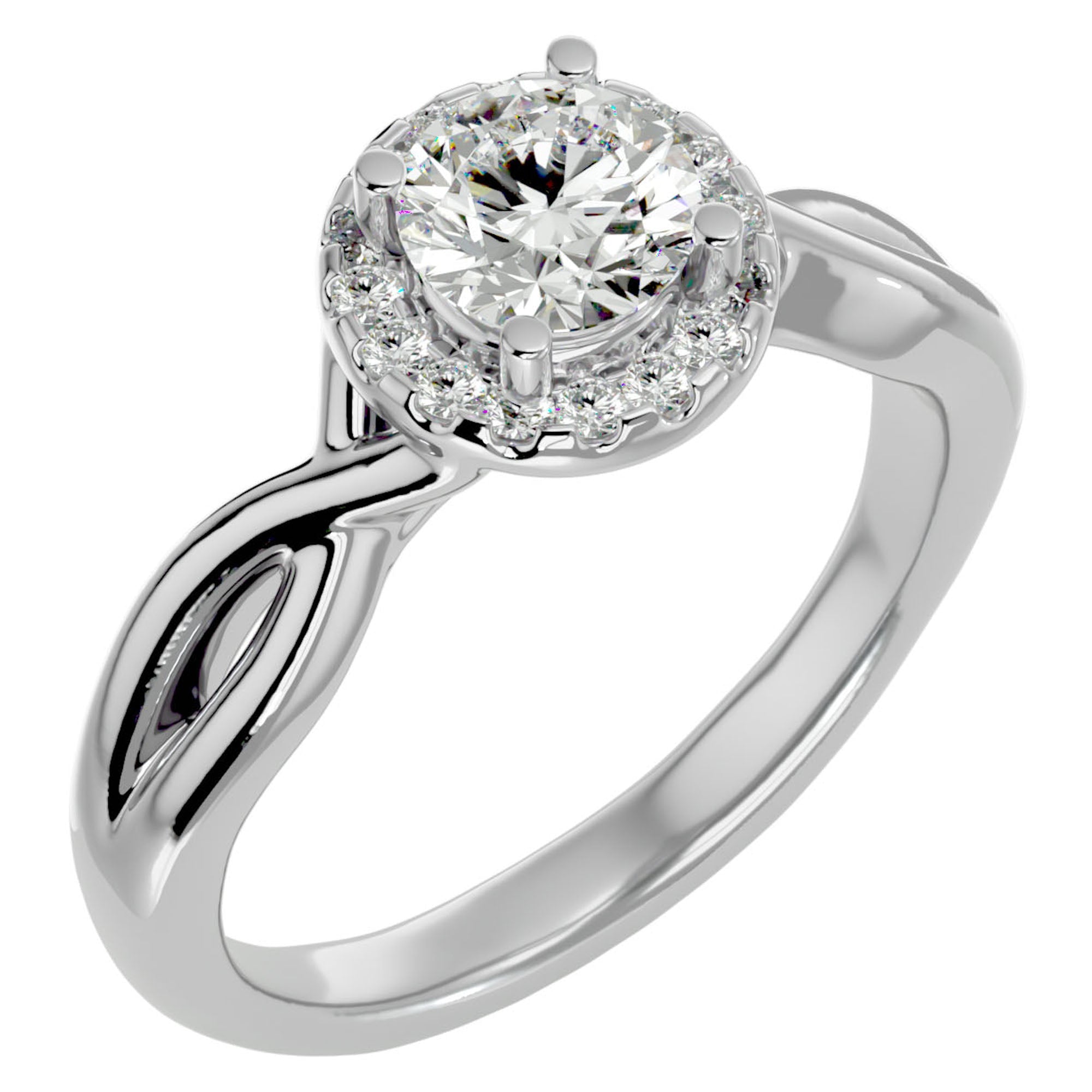 Inel de Logodnă cu Moissanite Halo Împletit Etern de 0.96 ct din Platina - Castelo.ro