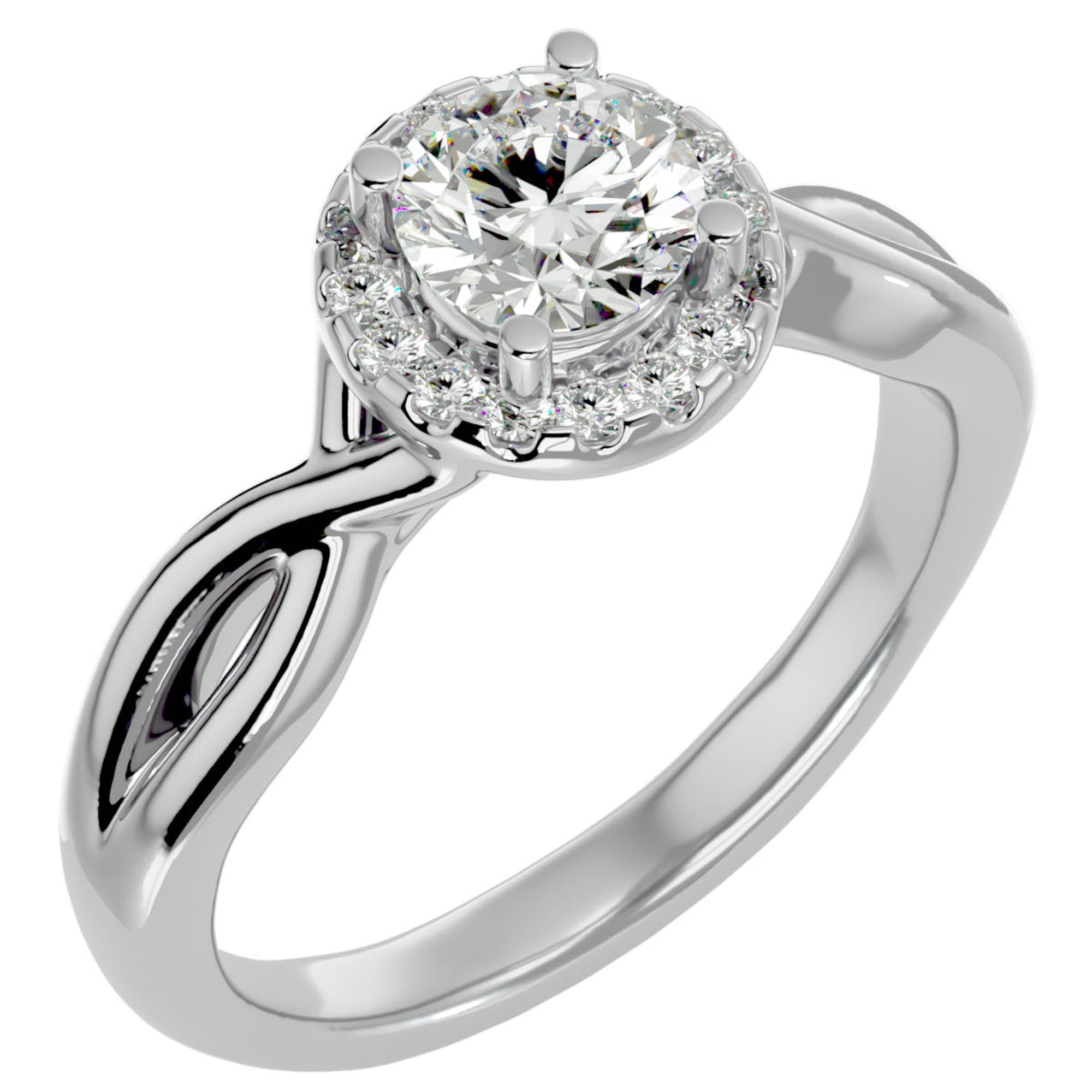 Inel De Logodnă Vent d'Automne din Aur 14k cu Diamante Create în Laborator de 0.96 ct din 14k Aur Alb - Castelo.ro