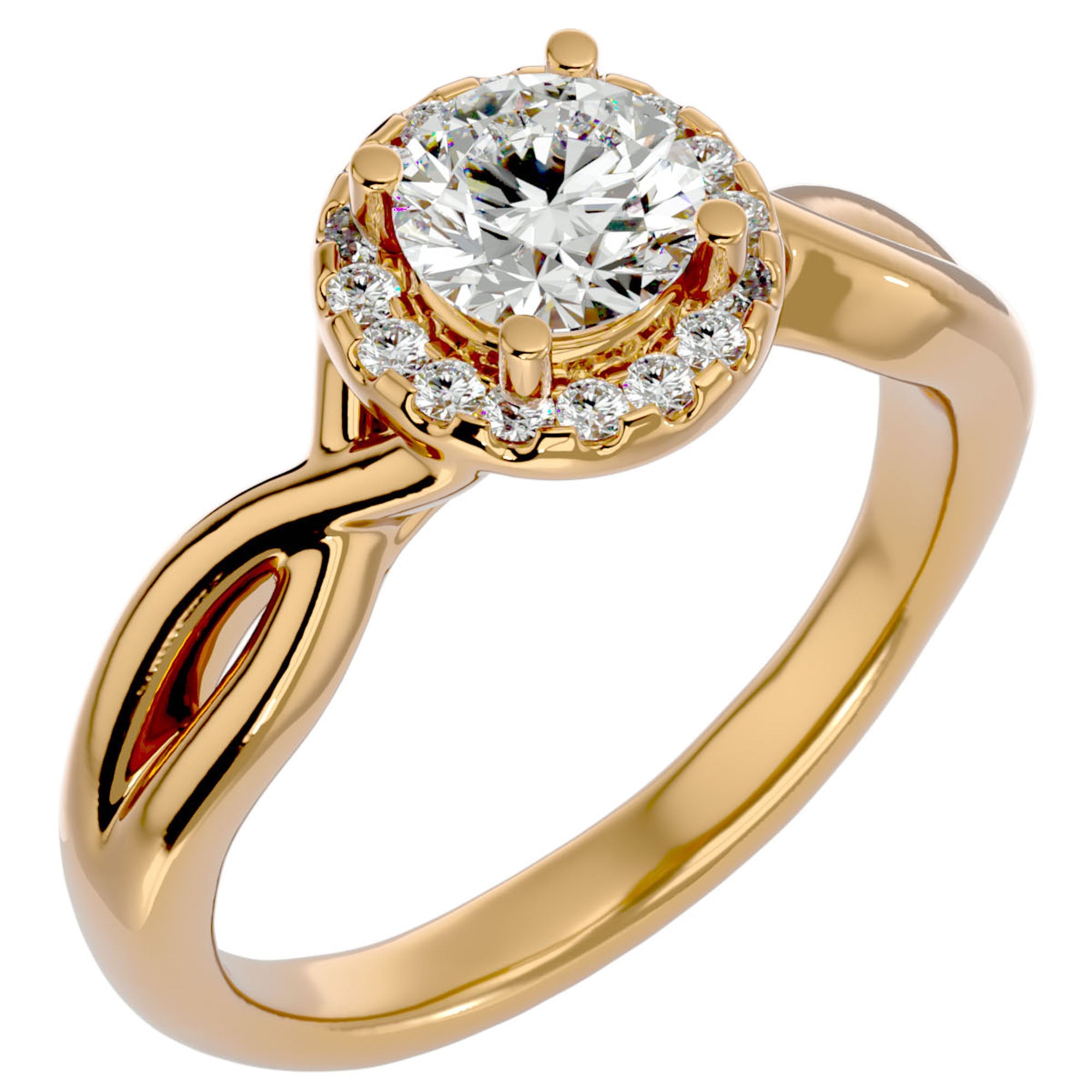 Inel De Logodnă Vent d'Automne din Aur 14k cu Diamante Create în Laborator de 0.96 ct din 14k Aur Galben - Castelo.ro