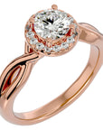 Inel de Logodnă cu Diamante Create în Laborator Halo Împletit Etern de 0.96 ct din 18k Aur Roz - Castelo.ro