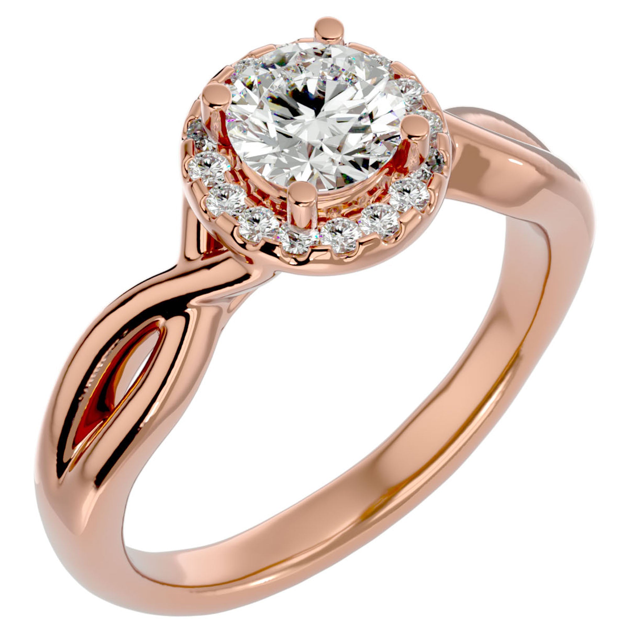Inel De Logodnă Vent d'Automne cu Diamante Create în Laborator de 0.96 ct din 18k Aur Roz - Castelo.ro