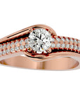 Inel De Logodnă Murmure d'Eau din Aur 14k cu Diamante Create în Laborator Pavé de 0.75 ct din 14k Aur Roz - Castelo.ro